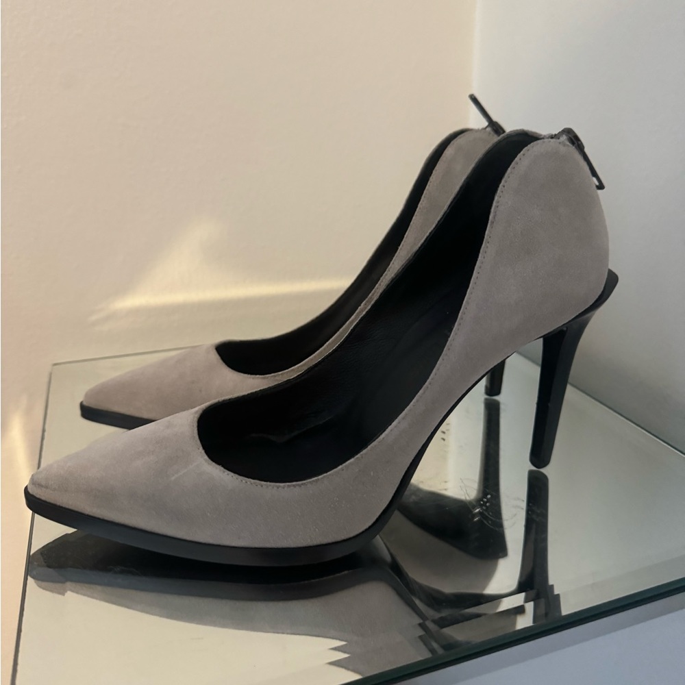 Helmut Lang Grey Suede Heels, EU 38, US 7.5